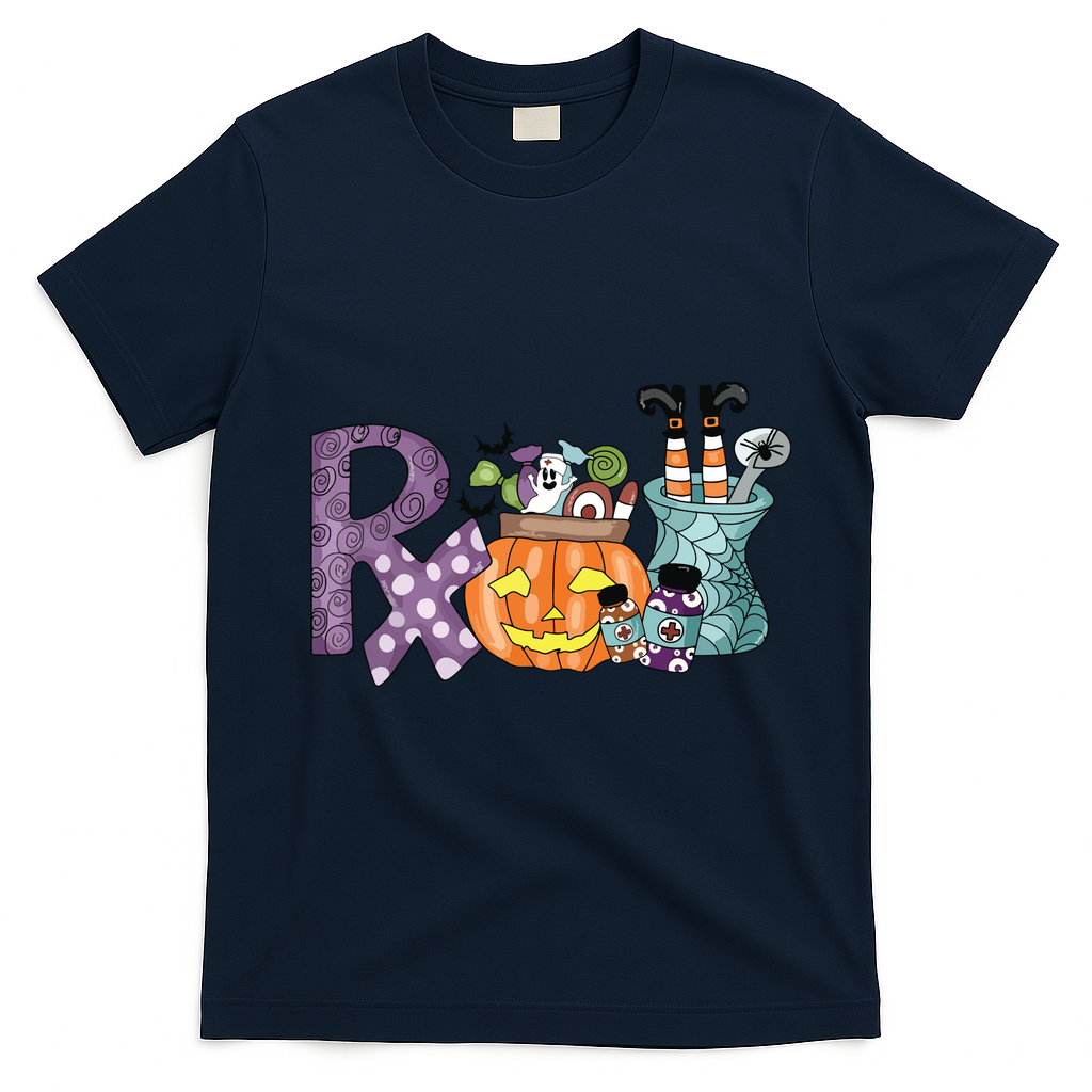 Pharmacy Squad Boo Crew Pharmacist Pharmacy Tech Halloween T-Shirt - Navy Blue