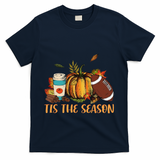 Pumpkin Spice Football Tis The Season Fall Thanksgiving Gift Gift T-Shirt - Navy