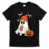 Pumpkin Spice Ghost Spooky Season T-Shirt - Black