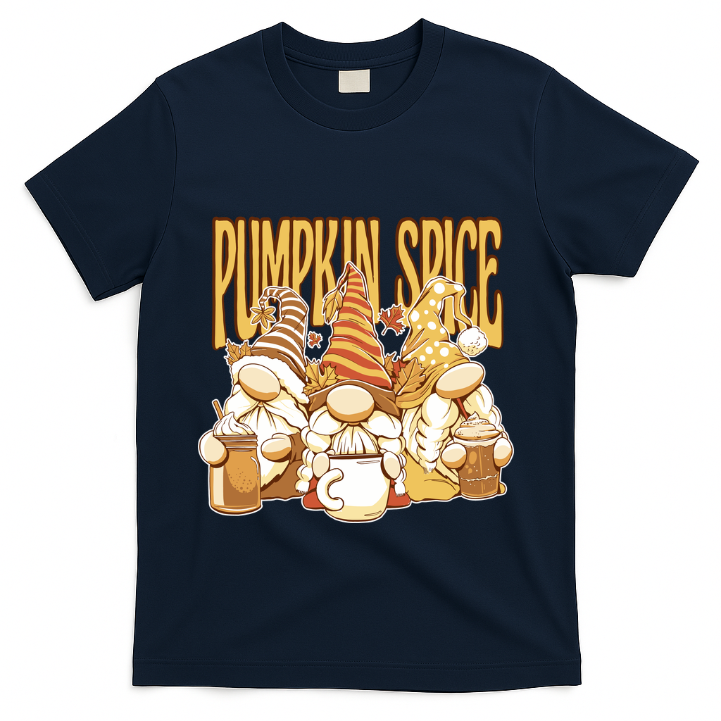 Pumpkin Spice Gnomes Autumn Lover T-Shirt - Navy