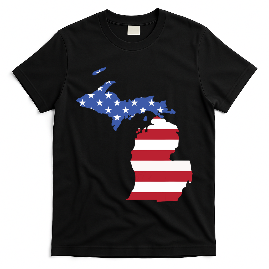 Patriotic State Of Michigan Usa Flag T-Shirt