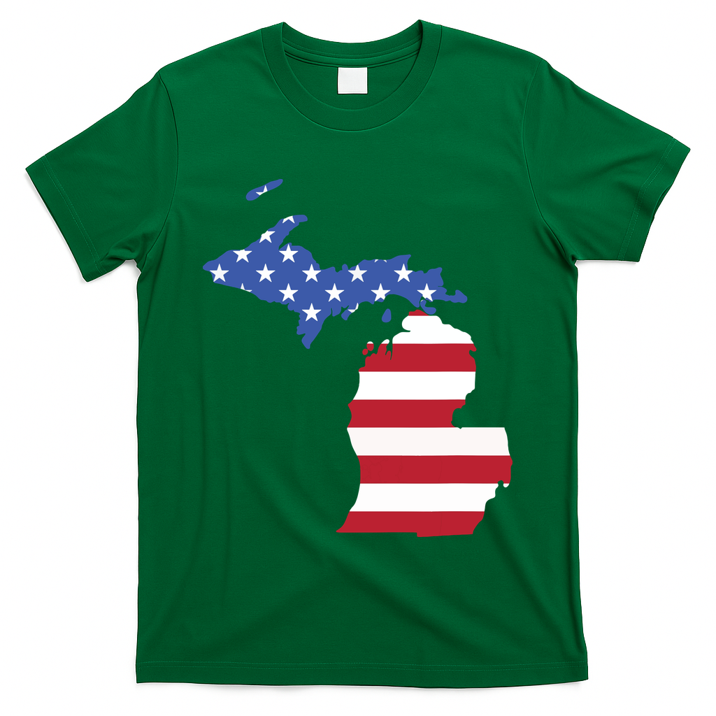 Patriotic State Of Michigan Usa Flag T-Shirt