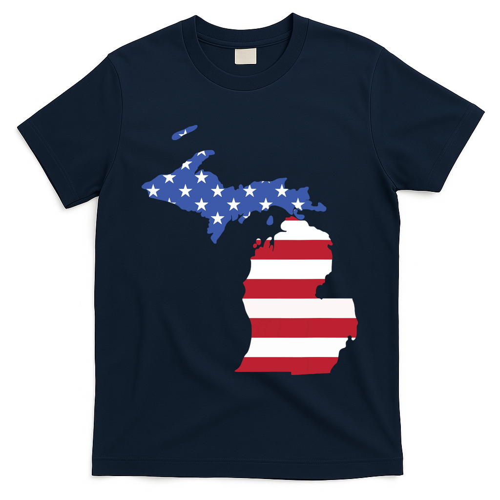 Patriotic State Of Michigan Usa Flag T-Shirt