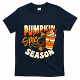 Pumpkin Spice Season Latte Coffee Fall Autumn Funny T-Shirt - Navy