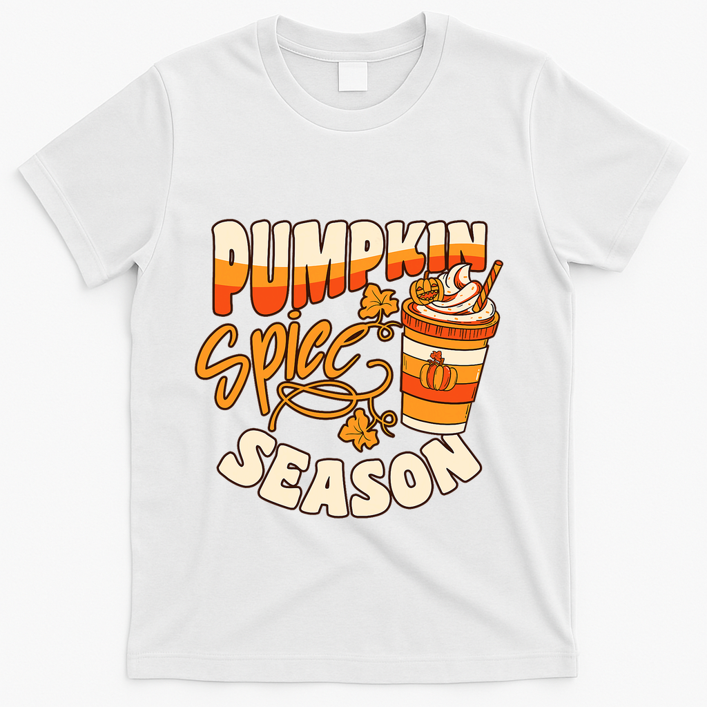 Pumpkin Spice Season Latte Coffee Fall Autumn Funny T-Shirt - White