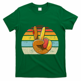 Peace Sign Turkey Hand Thanksgiving Retro Style Funny T-Shirt - Green
