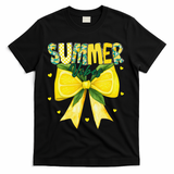 Preppy Summer Vibes Lemon Bow Girly Summer T-Shirt - Black