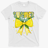 Preppy Summer Vibes Lemon Bow Girly Summer T-Shirt - White