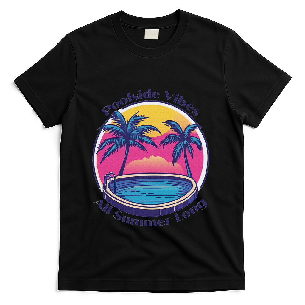 Pool Side Vibes All Summer Long T-Shirt - Black
