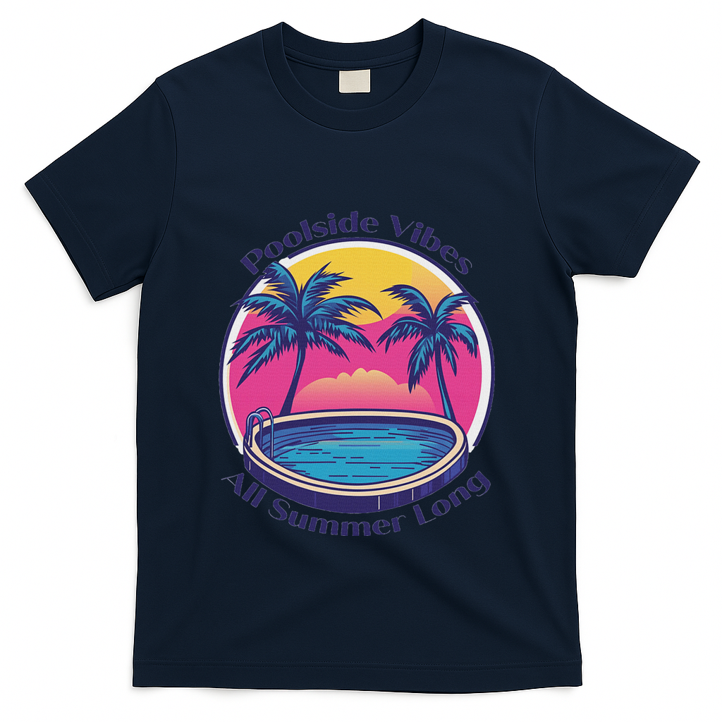 Pool Side Vibes All Summer Long T-Shirt - Navy
