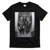 President Trump Elon Musk Funny Meme Knocking On Door T-Shirt - Black