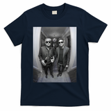 President Trump Elon Musk Funny Meme Knocking On Door T-Shirt - Navy