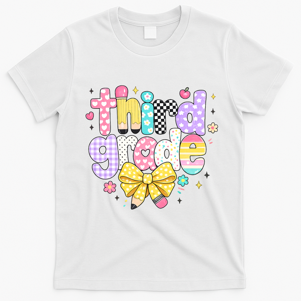 Preppy Third Grade Teacher 3rd Grade Back To School T-Shirt - White