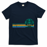 Palm Trees Retro Beach Summer T-Shirt - Navy