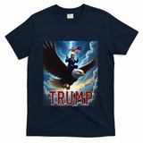President Trump Riding An Eagle. Patriotic Political T-Shirt - Navy