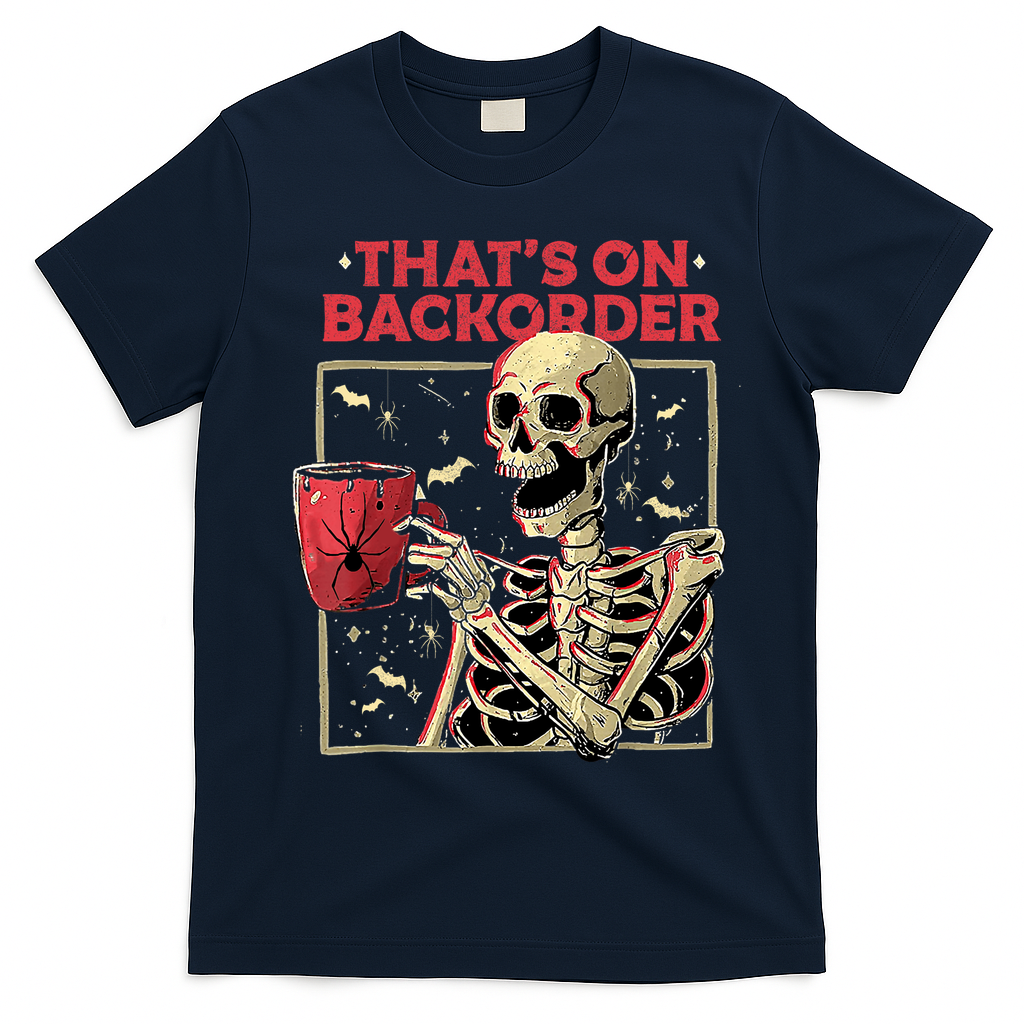 Pharmacy Tech Skeleton ThatS Backorder Funny Halloween T-Shirt - Navy Blue
