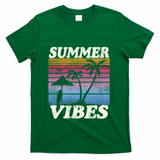 Palm Tree Tropical Beach Party Vintage Retro Summer Vibes Cute Gift T-Shirt - Green