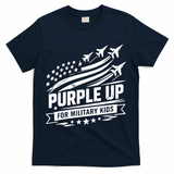 Purple Up For Military Kids American Flag T-Shirt - Navy