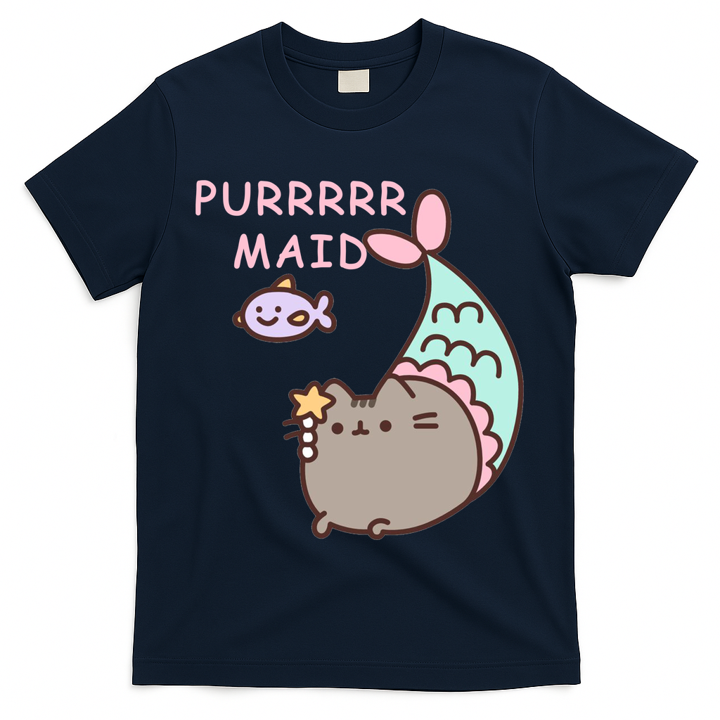 Purrrrr Maid Funny Cute Cat Mermaid T-Shirt