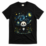 Panda Under Starry Night Sky Cosmic T-Shirt - Black