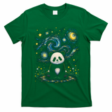 Panda Under Starry Night Sky Cosmic T-Shirt - Irish Green