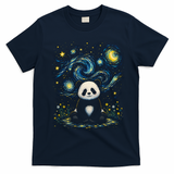 Panda Under Starry Night Sky Cosmic T-Shirt - Navy Blue