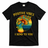 Positive Vibes I Send To You Retro Frog Peace Sign T-Shirt - Black