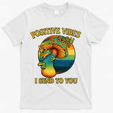Positive Vibes I Send To You Retro Frog Peace Sign T-Shirt - White