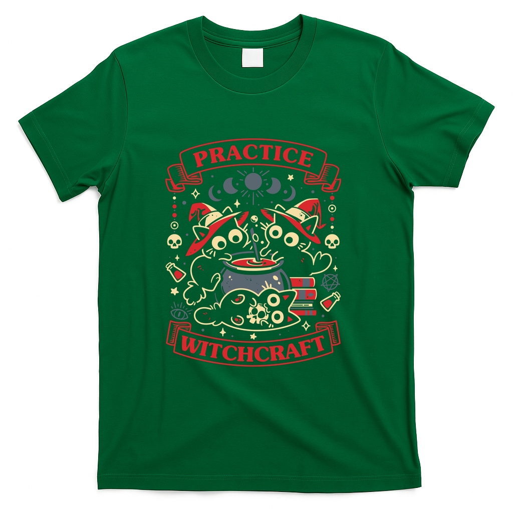 Practice Witchcraft - Funny Cats - Green
