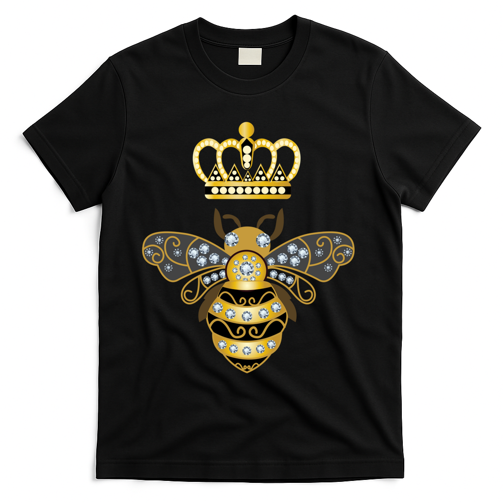 Queen Bee Crown Girl Honey Hive Beekeeping Bee T-Shirt - Black