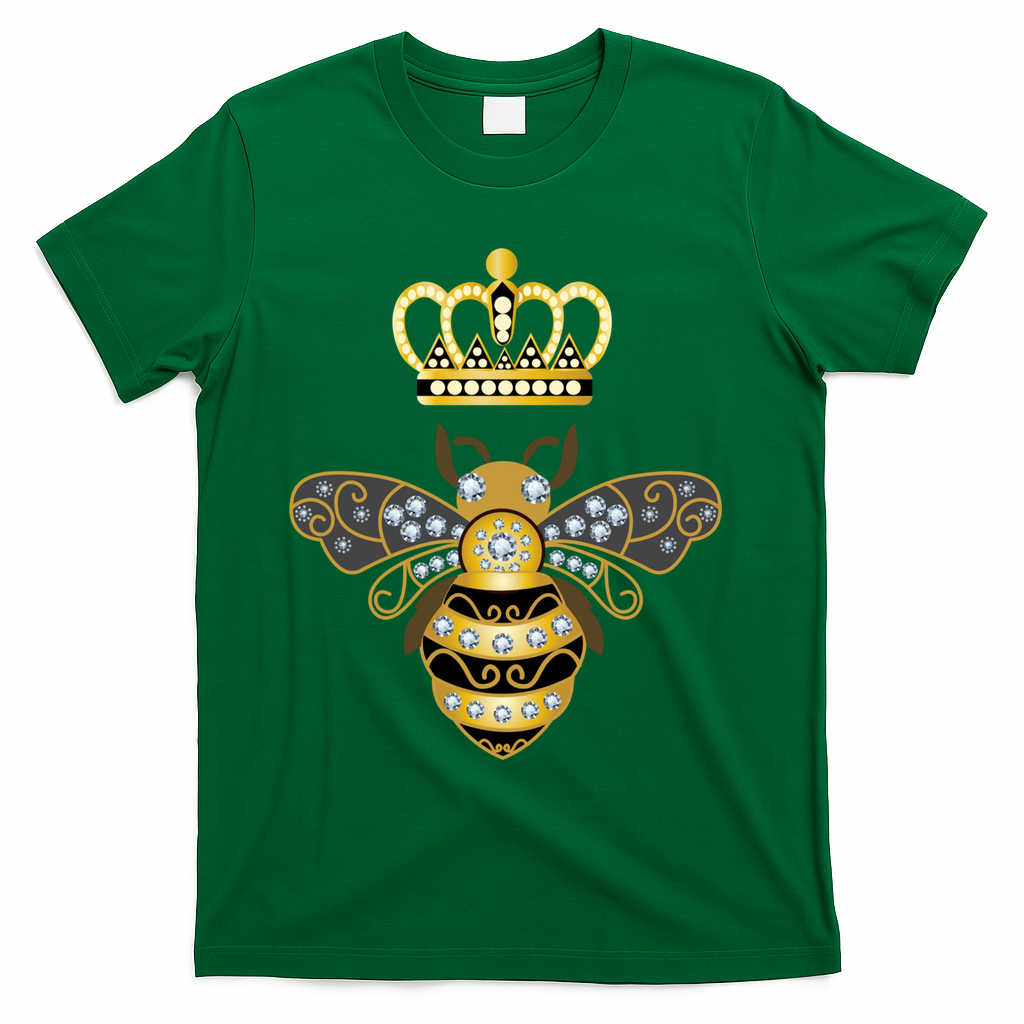 Queen Bee Crown Girl Honey Hive Beekeeping Bee T-Shirt - Green