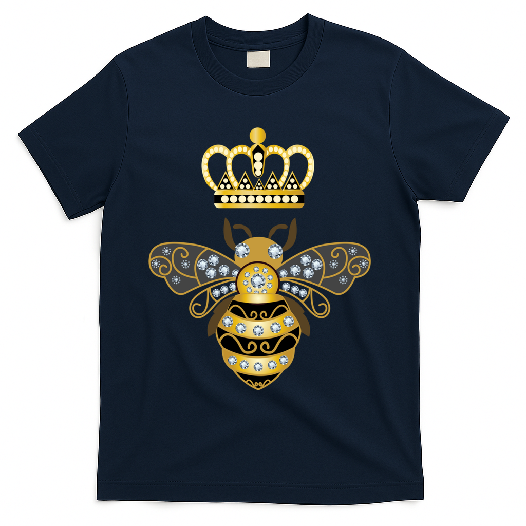 Queen Bee Crown Girl Honey Hive Beekeeping Bee T-Shirt - Navy