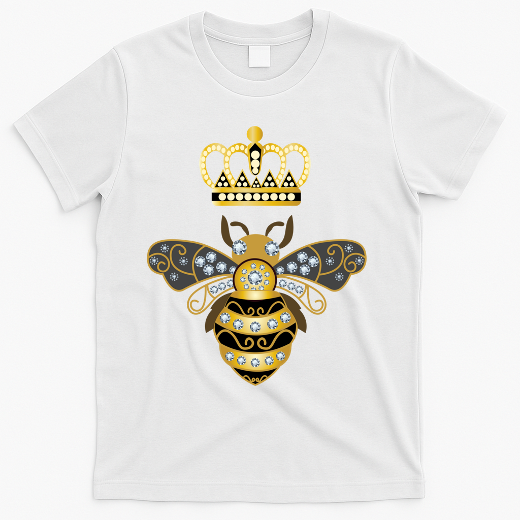 Queen Bee Crown Girl Honey Hive Beekeeping Bee T-Shirt - White