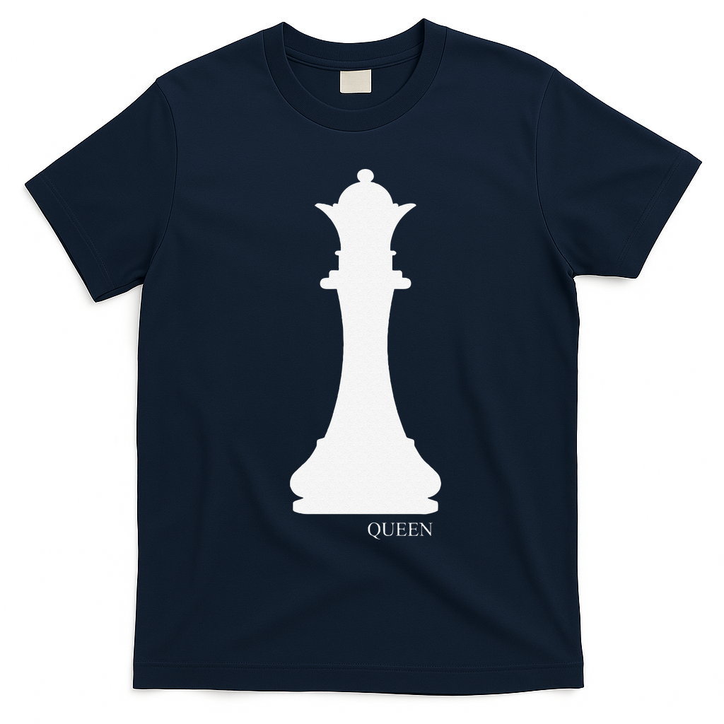 Queen Chess Piece Halloween Costume Chess Club T-Shirt - Navy Blue