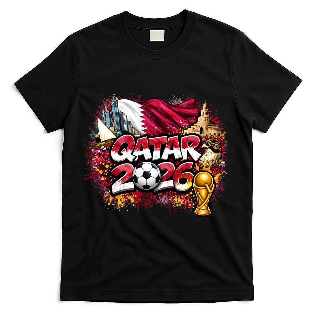 QATAR North America Soccer Tournament 2026 T-Shirt - Black