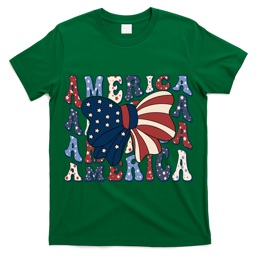 Retro America Bow USA 4th Of July T-Shirt