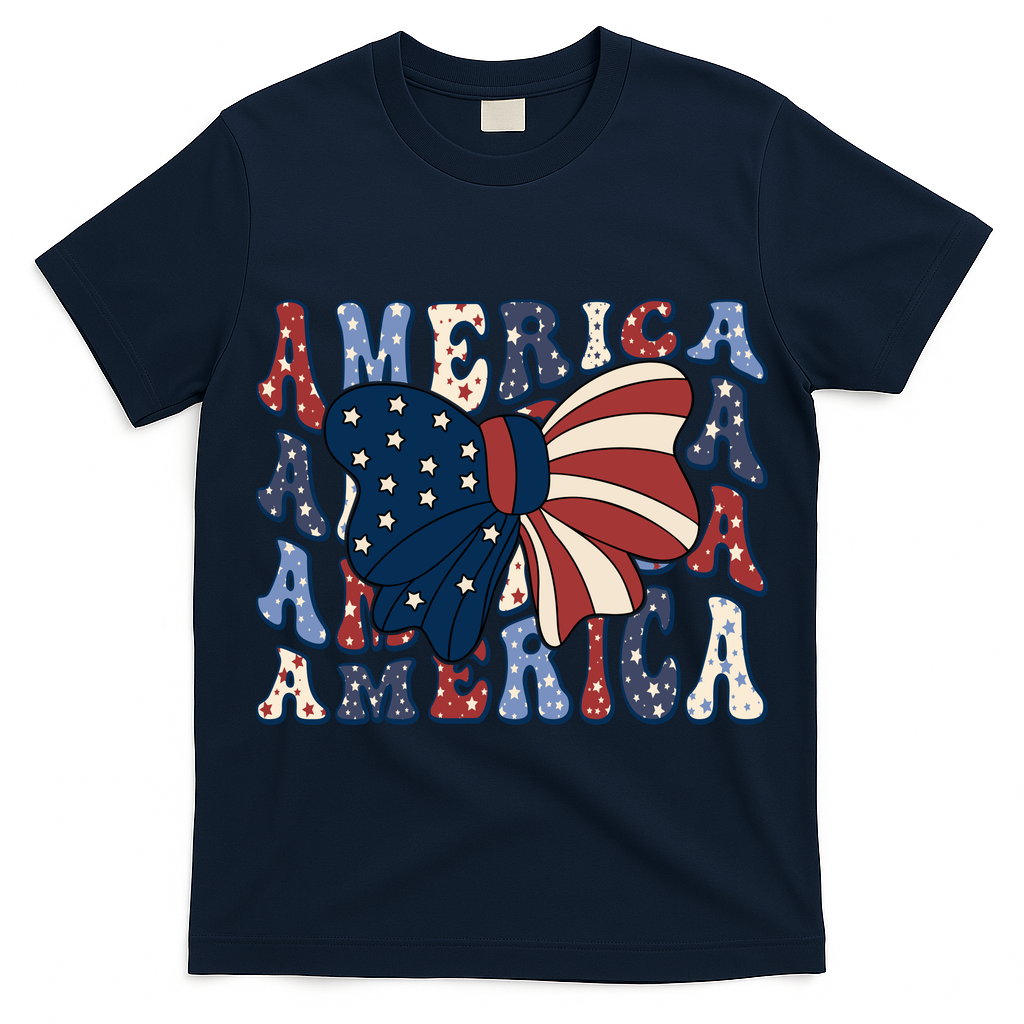 Retro America Bow USA 4th Of July T-Shirt