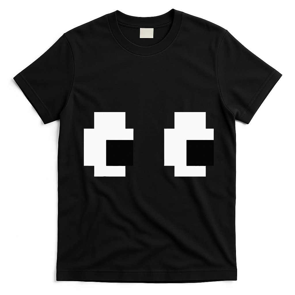 Retro Arcade Game Ghost Eyes Halloween Group Costume T-Shirt - Black