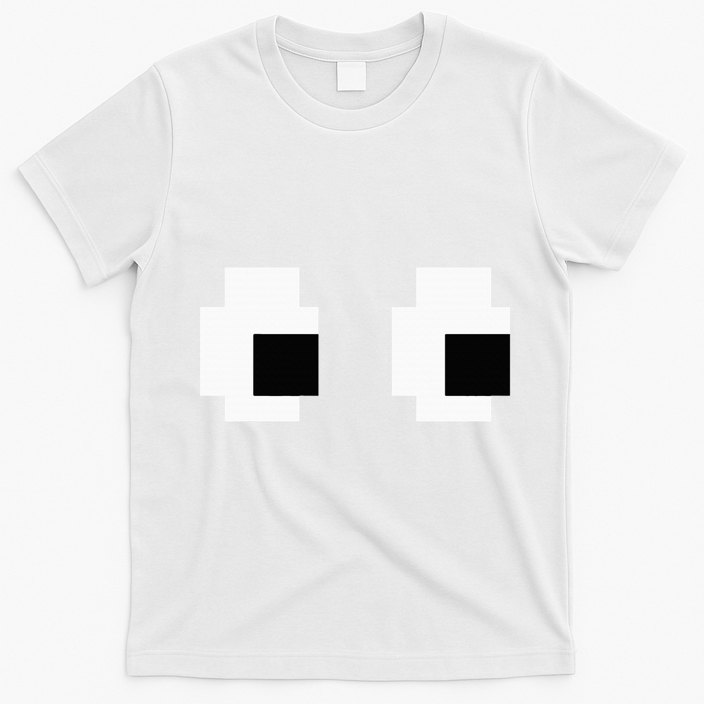 Retro Arcade Game Ghost Eyes Halloween Group Costume T-Shirt - White