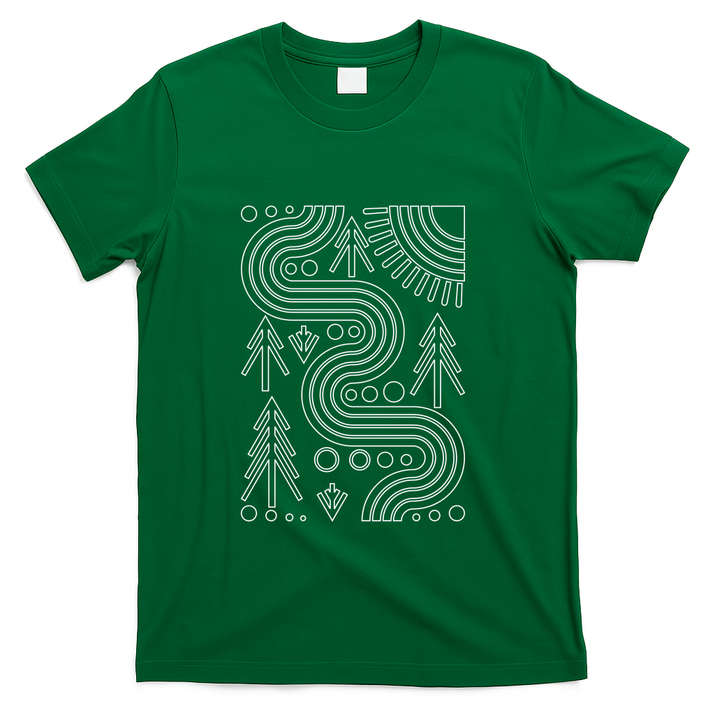 river and sunrise lines - Green