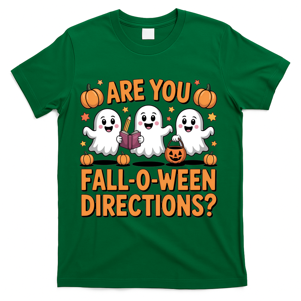 Retro Are You Fall O Ween Directions Teacher Halloween T-Shirt - Green