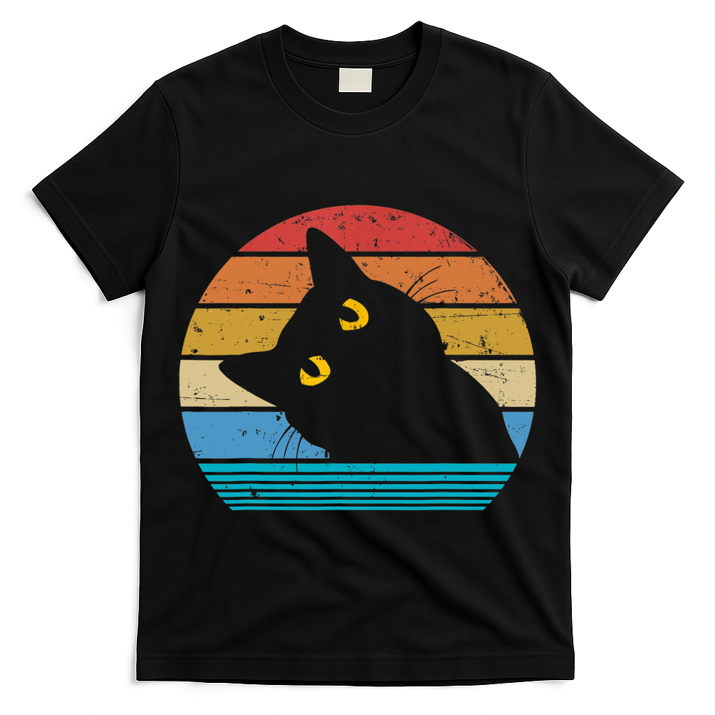 Retro Black Cat Lover Vintage Style Cats Cute Kitty Gift TShirt T-Shirt