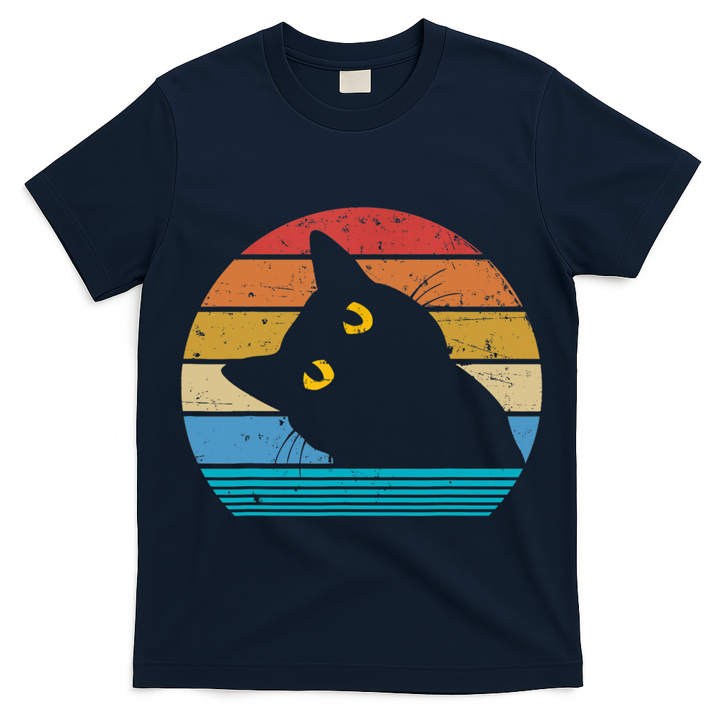 Retro Black Cat Lover Vintage Style Cats Cute Kitty Gift TShirt T-Shirt