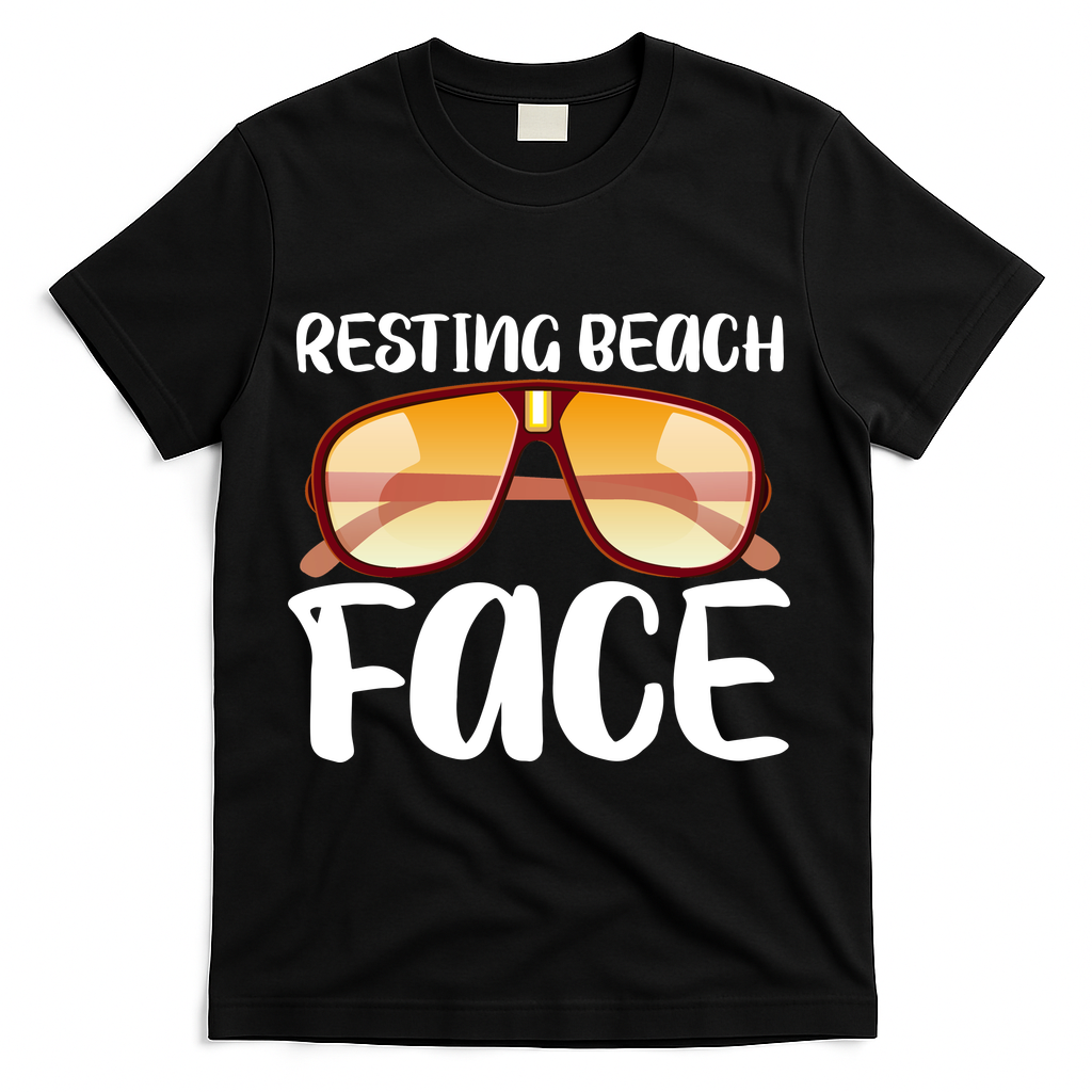 Resting Beach Face Summer Shades T-Shirt - Black