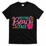 Resting Beach Face Funny Summer T-Shirt - Black