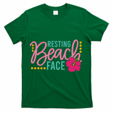 Resting Beach Face Funny Summer T-Shirt - Green