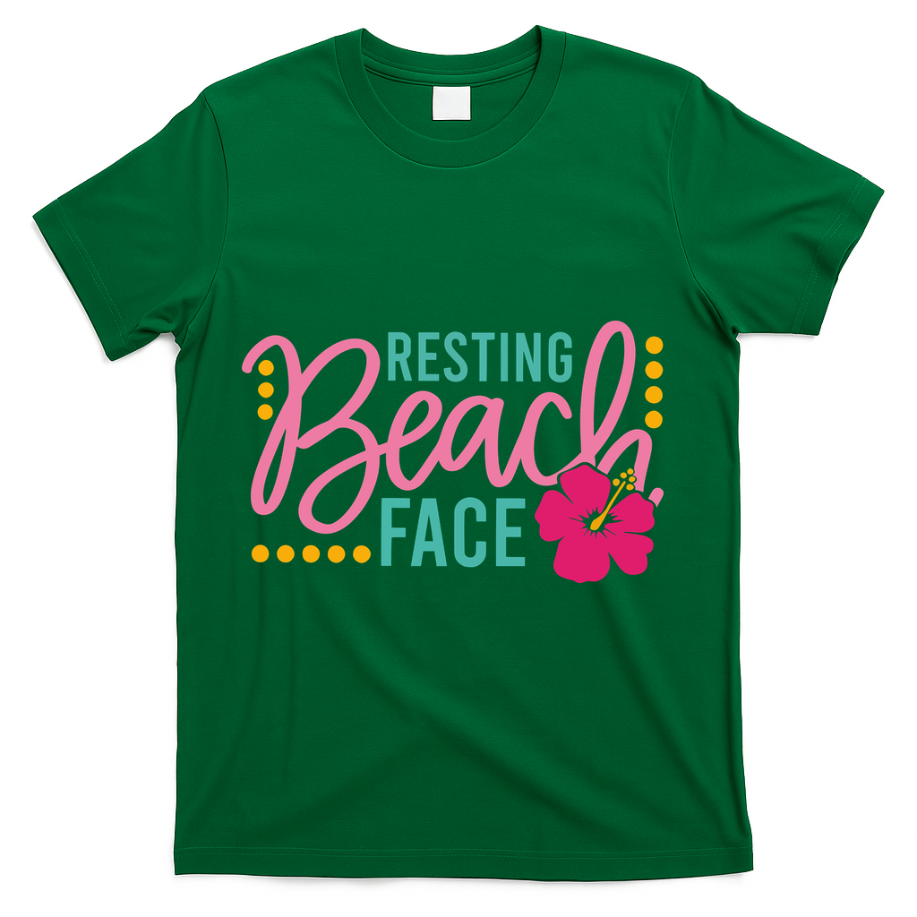 Resting Beach Face Funny Summer T-Shirt - Green