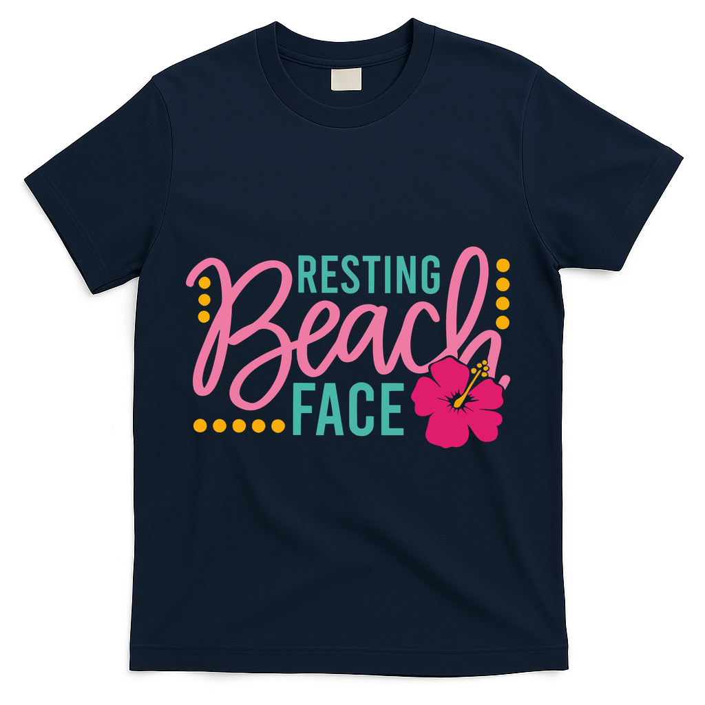 Resting Beach Face Funny Summer T-Shirt - Navy