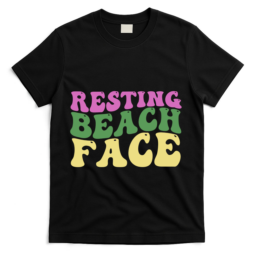 Resting Beach Face Funny Summer Vacation T-Shirt - Black