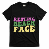 Resting Beach Face Funny Summer Vacation T-Shirt - Black